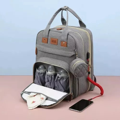 Junstar - Mochila para pañales con cambiador y cuna portátil.