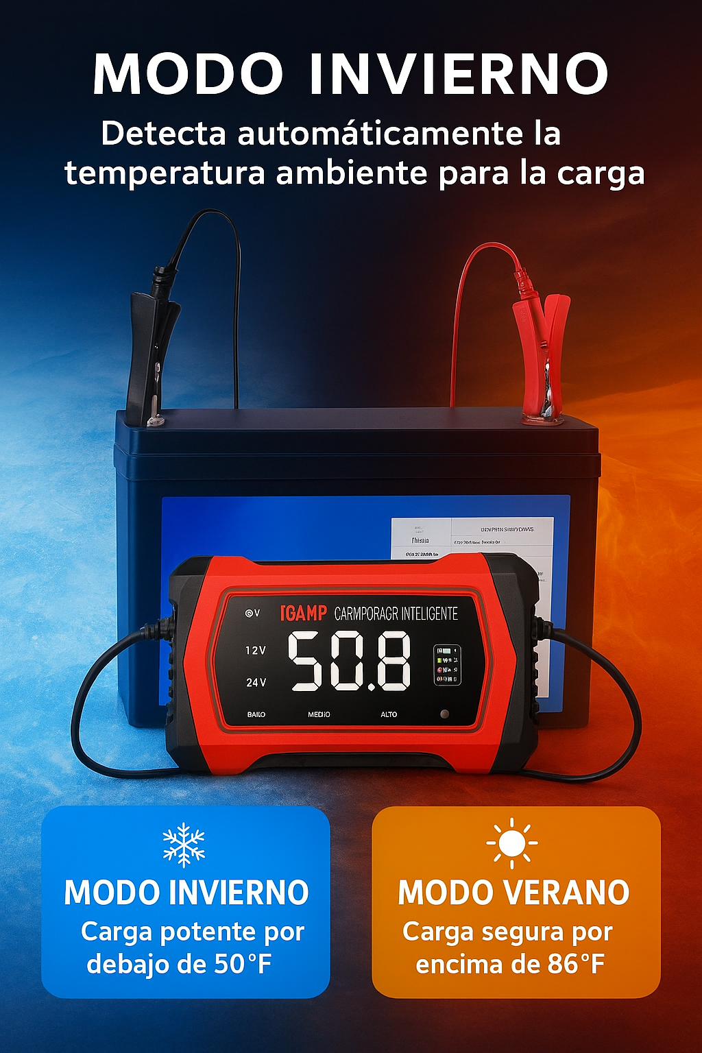 Voltix 6A – Cargador de batería Inteligente 12V ( Carro y Moto)