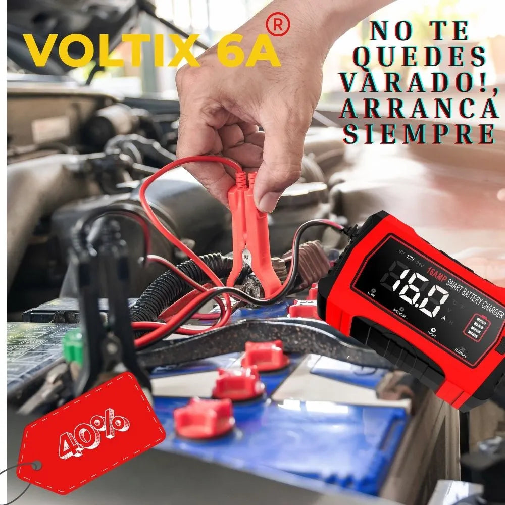 Voltix 6A – Cargador de batería Inteligente 12V ( Carro y Moto)
